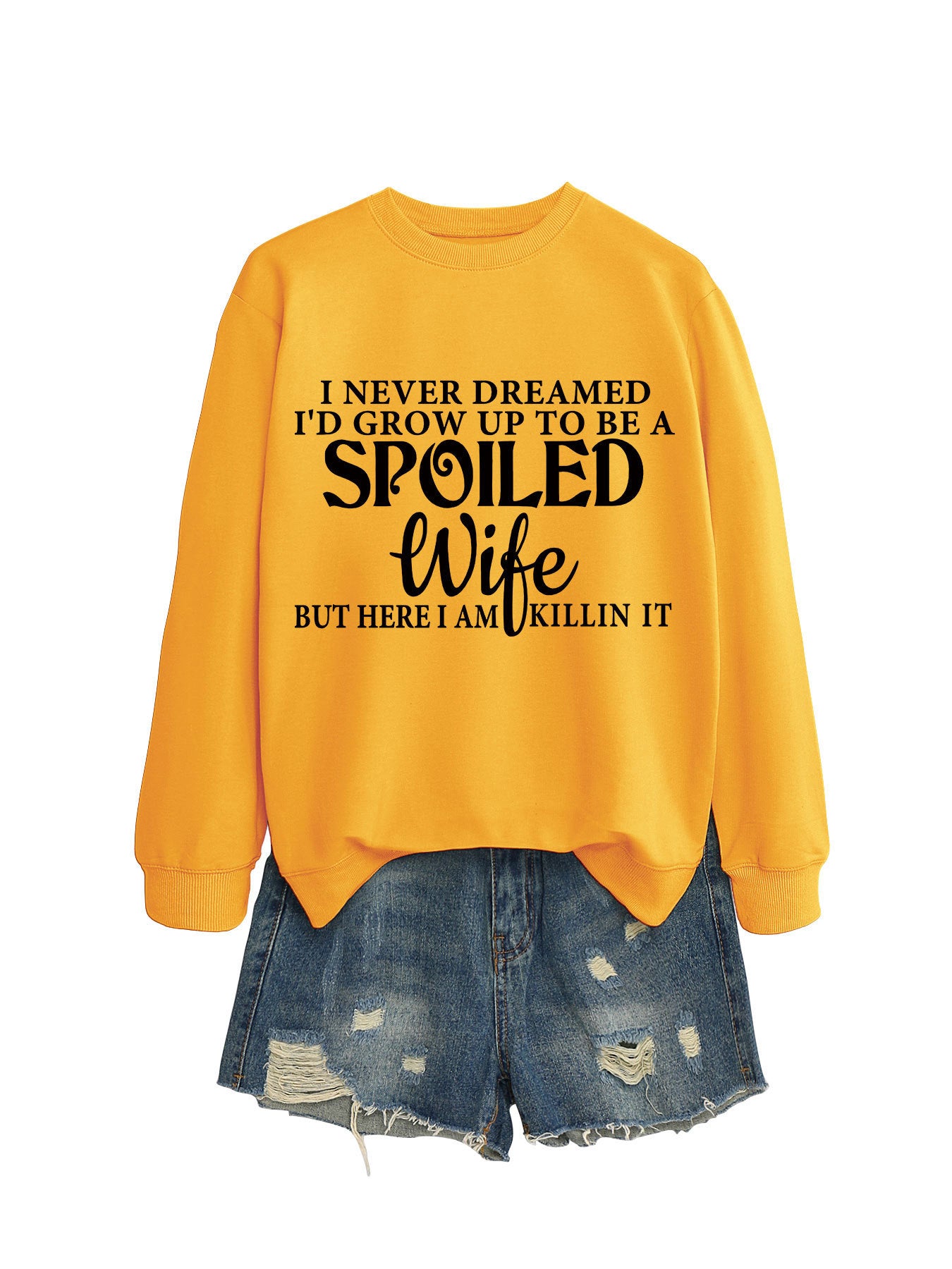 Casual Letters Printed Crew Neck Sweatshirt Women