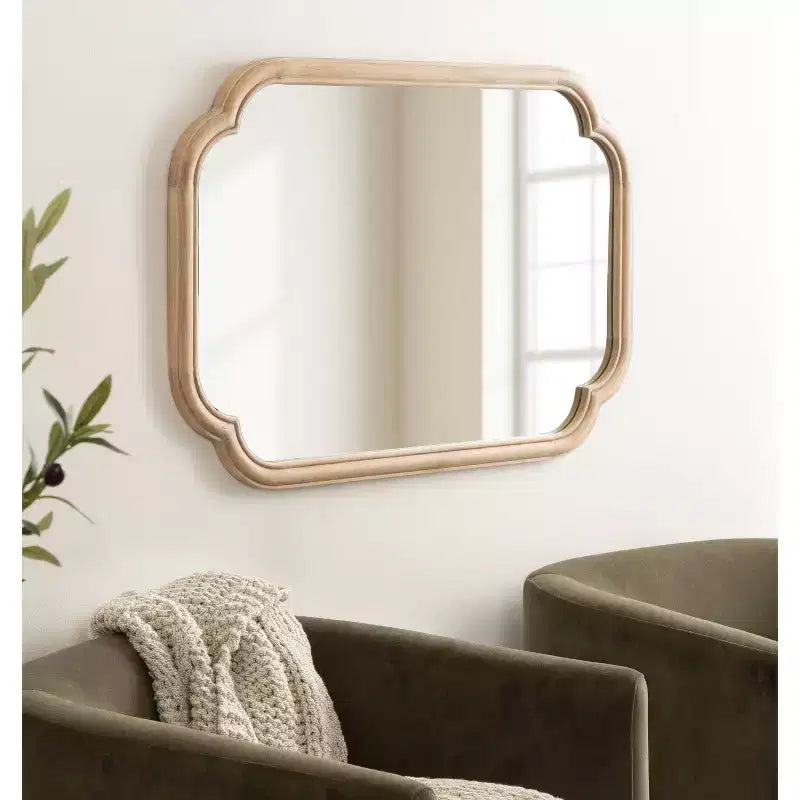 Miroir mural festonné naturel