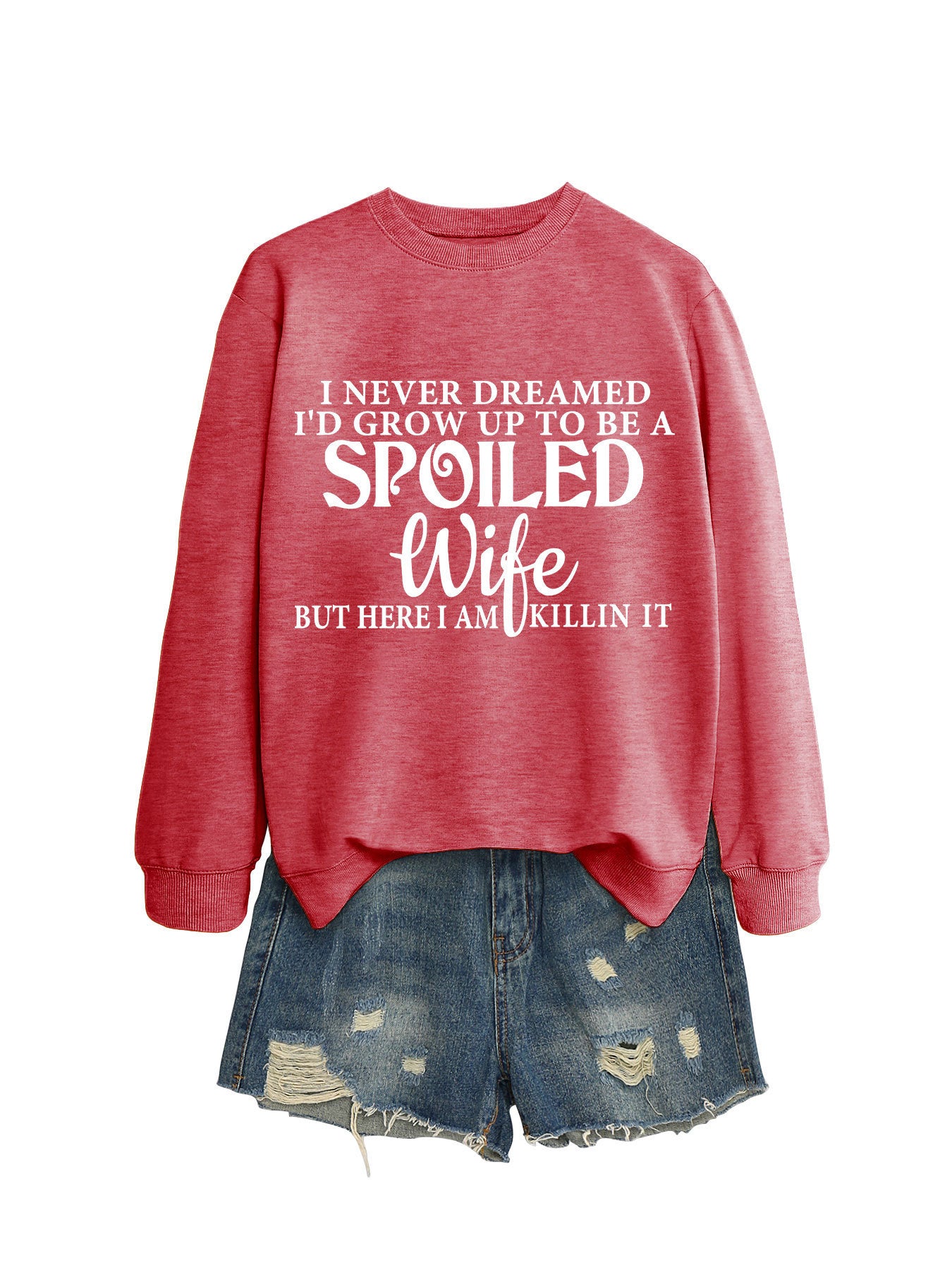 Casual Letters Printed Crew Neck Sweatshirt Women