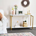 Console de canapé Crown avec étagère de rangement Marbre blanc et métal doré