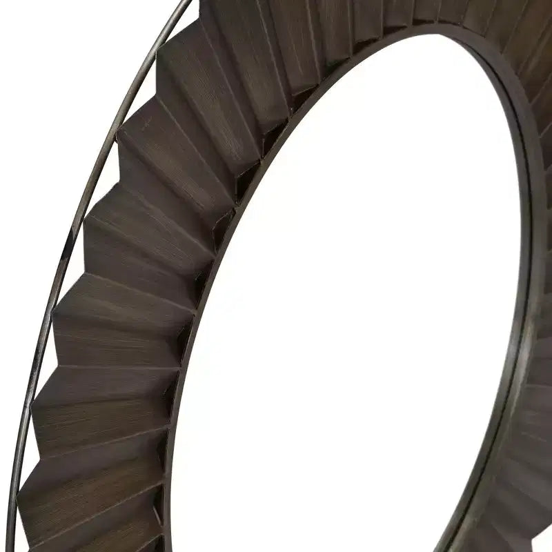 Miroir mural décoratif rond effet soleil, bronze