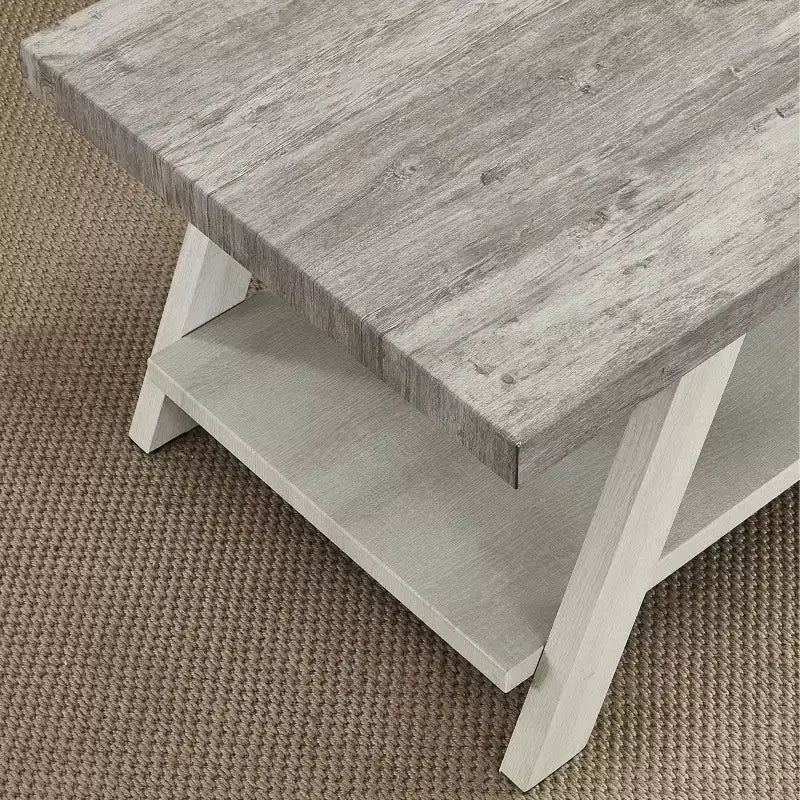Table d'appoint Athènes contemporaine à deux tons en bois, gris patiné et beige