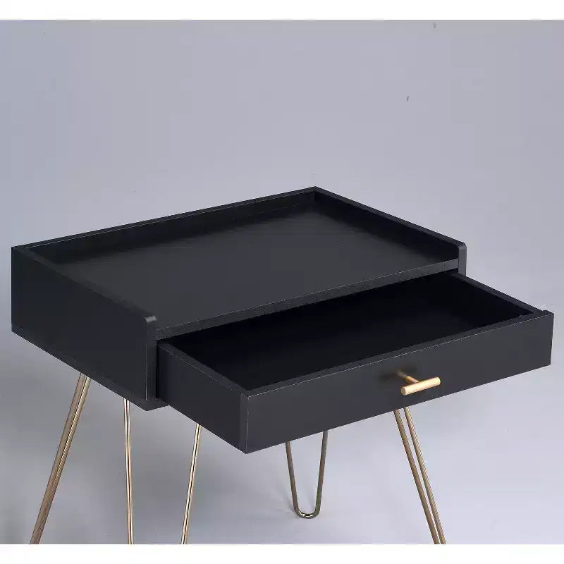 Table d'appoint de rangement en bois noir et doré Hailey