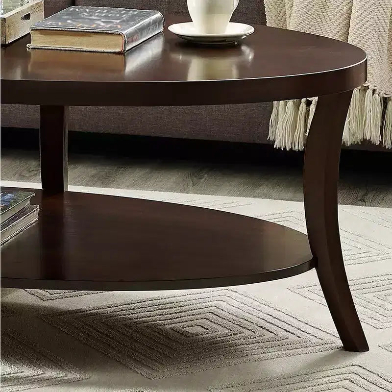 Ensemble table basse ovale 3 pièces contemporaine avec tables d'appoint, expresso