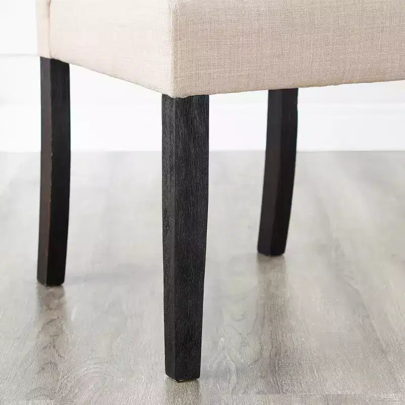 Chaise de salle à manger capitonnée en bois massif, beige