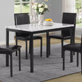 Table de salle à manger avec plateau en similicuir marbré laminé, blanc cassé