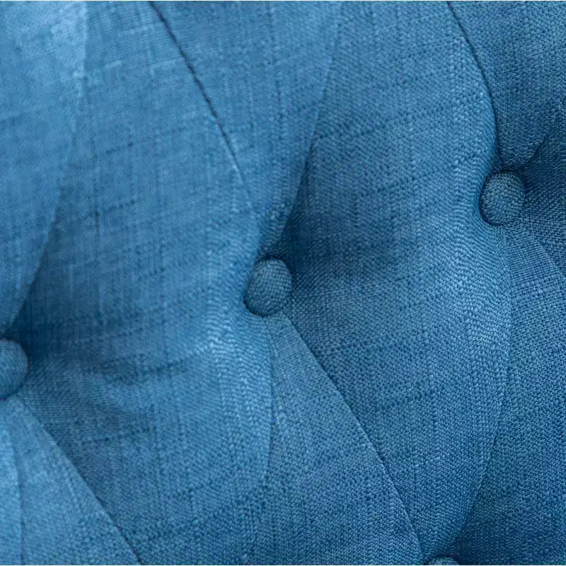 Tabourets en bois massif à dossier touffeté de hauteur comptoir, bleus, lot de 2