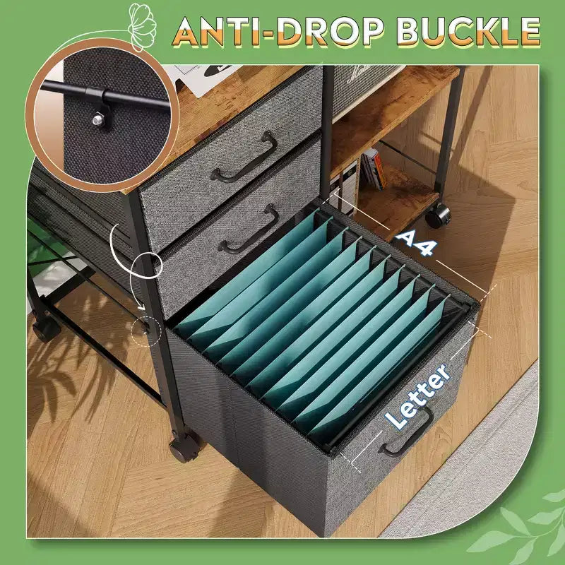 Meuble Classeur Mobile à 3 Tiroirs, Support d'Imprimante Roulant avec Étagère de Rangement Ouverte pour Bureau à Domicile
