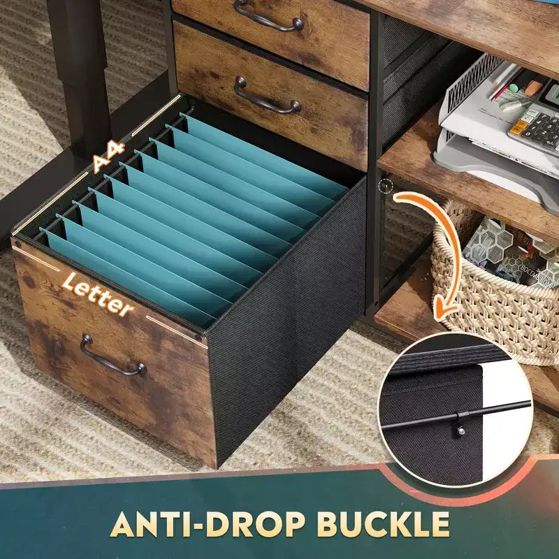 Meuble Classeur Mobile à 3 Tiroirs, Support d'Imprimante Roulant avec Étagère de Rangement Ouverte pour Bureau à Domicile