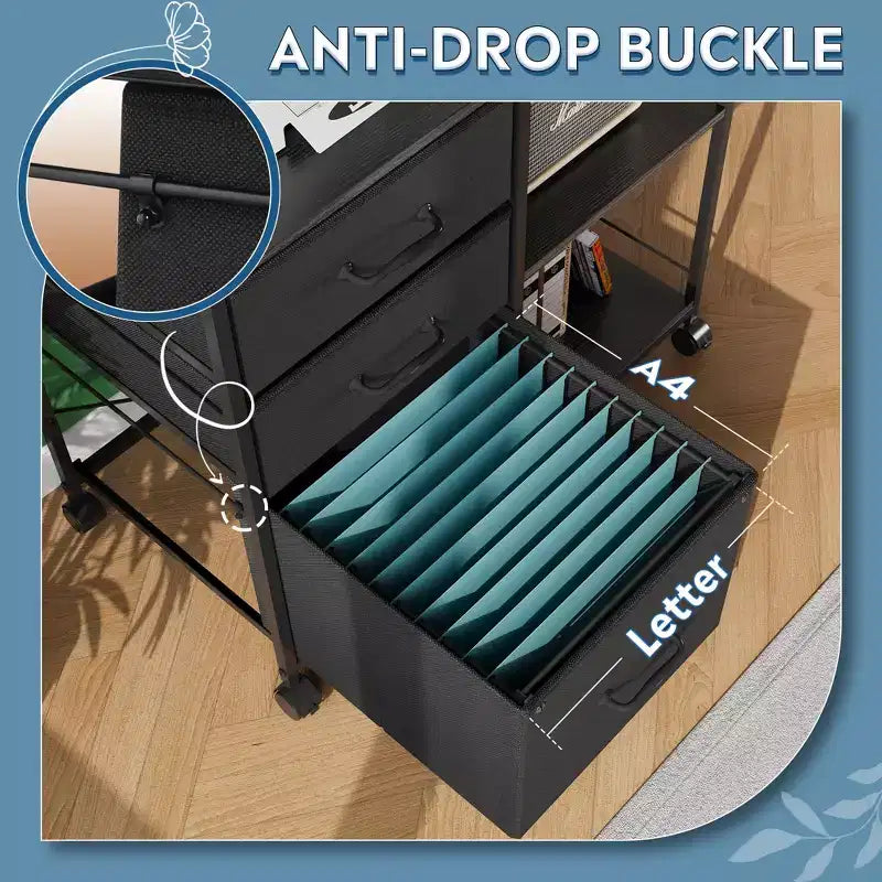 Meuble Classeur Mobile à 3 Tiroirs, Support d'Imprimante Roulant avec Étagère de Rangement Ouverte pour Bureau à Domicile