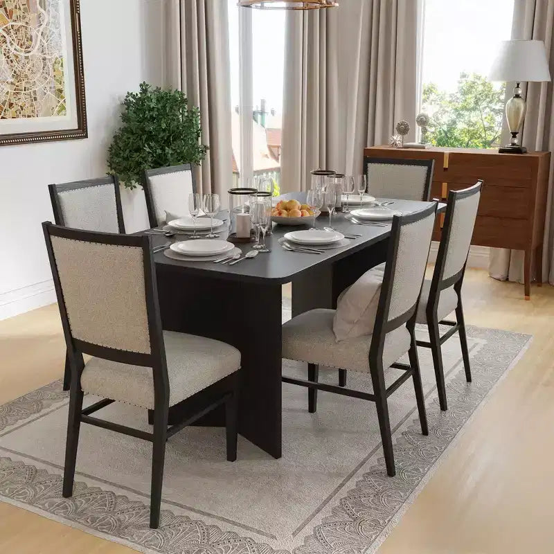 Table à manger ovale en bois massif pour 6, table de cuisine de style moderne du milieu du siècle, table de réunion pour salon, salle à manger, bureau à domicile