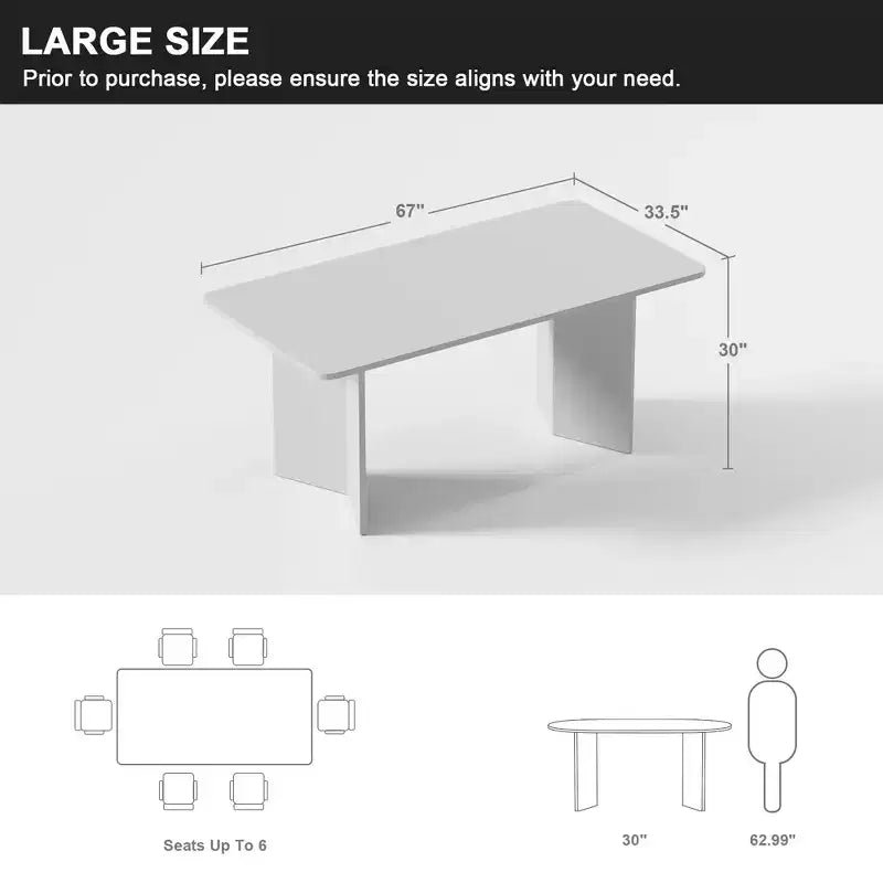Table à manger ovale en bois massif pour 6, table de cuisine de style moderne du milieu du siècle, table de réunion pour salon, salle à manger, bureau à domicile