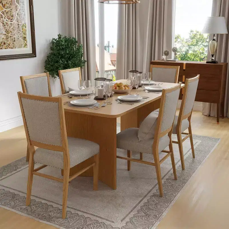 Table à manger ovale en bois massif pour 6, table de cuisine de style moderne du milieu du siècle, table de réunion pour salon, salle à manger, bureau à domicile