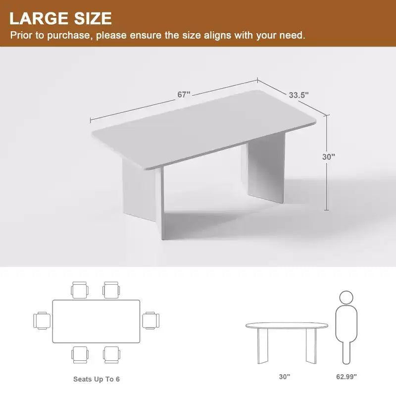 Table à manger ovale en bois massif pour 6, table de cuisine de style moderne du milieu du siècle, table de réunion pour salon, salle à manger, bureau à domicile