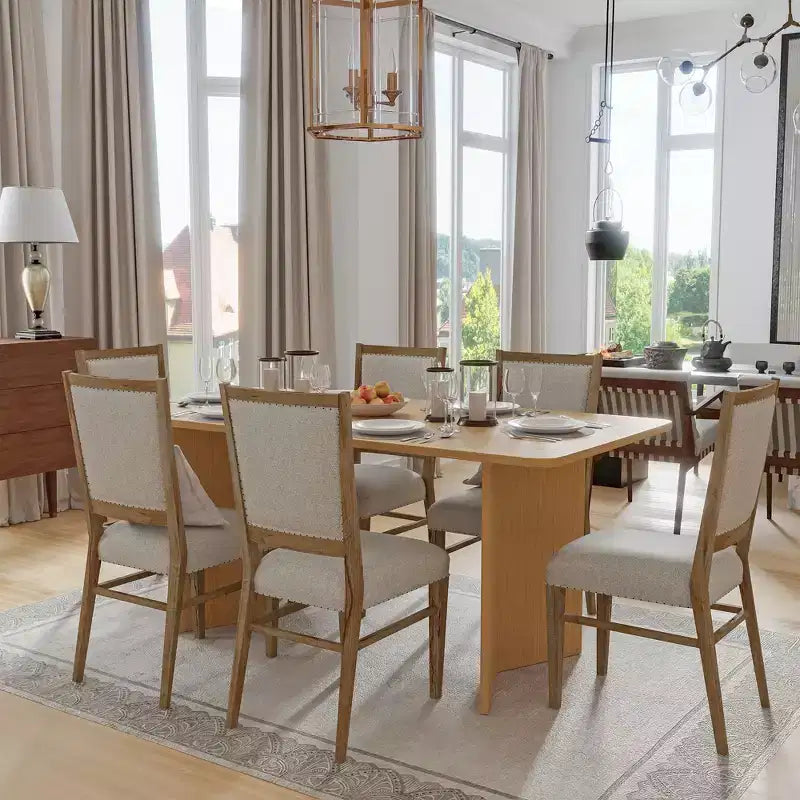 Table à manger ovale en bois massif pour 6, table de cuisine de style moderne du milieu du siècle, table de réunion pour salon, salle à manger, bureau à domicile