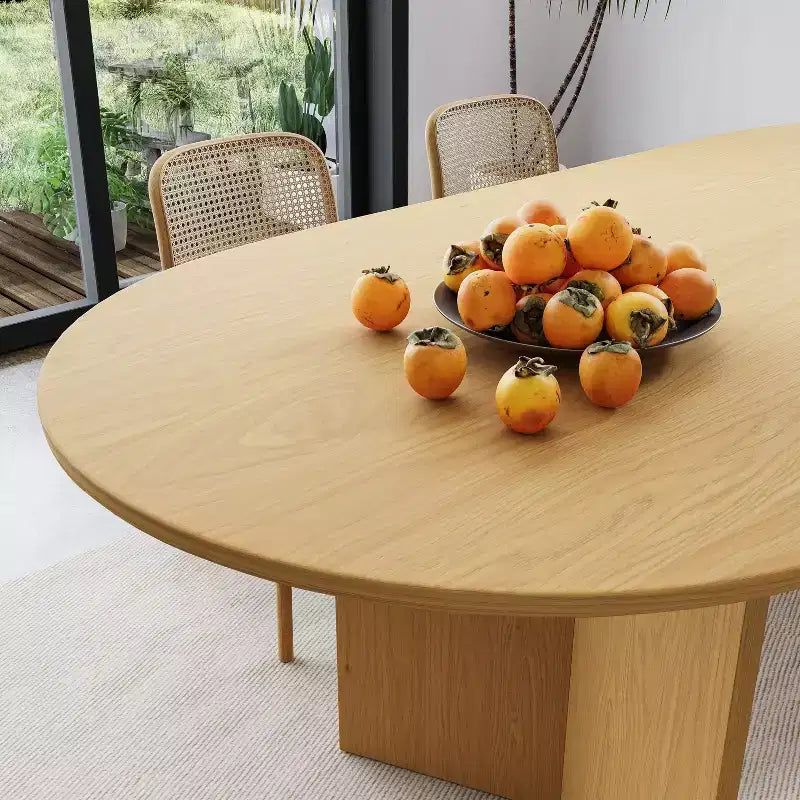 Table à manger ovale en bois massif pour 6, table de cuisine de style moderne du milieu du siècle, table de réunion pour salon, salle à manger, bureau à domicile