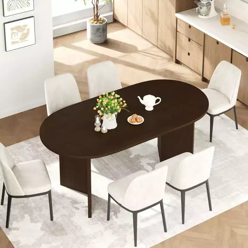 Table à manger ovale en bois massif pour 6, table de cuisine de style moderne du milieu du siècle, table de réunion pour salon, salle à manger, bureau à domicile