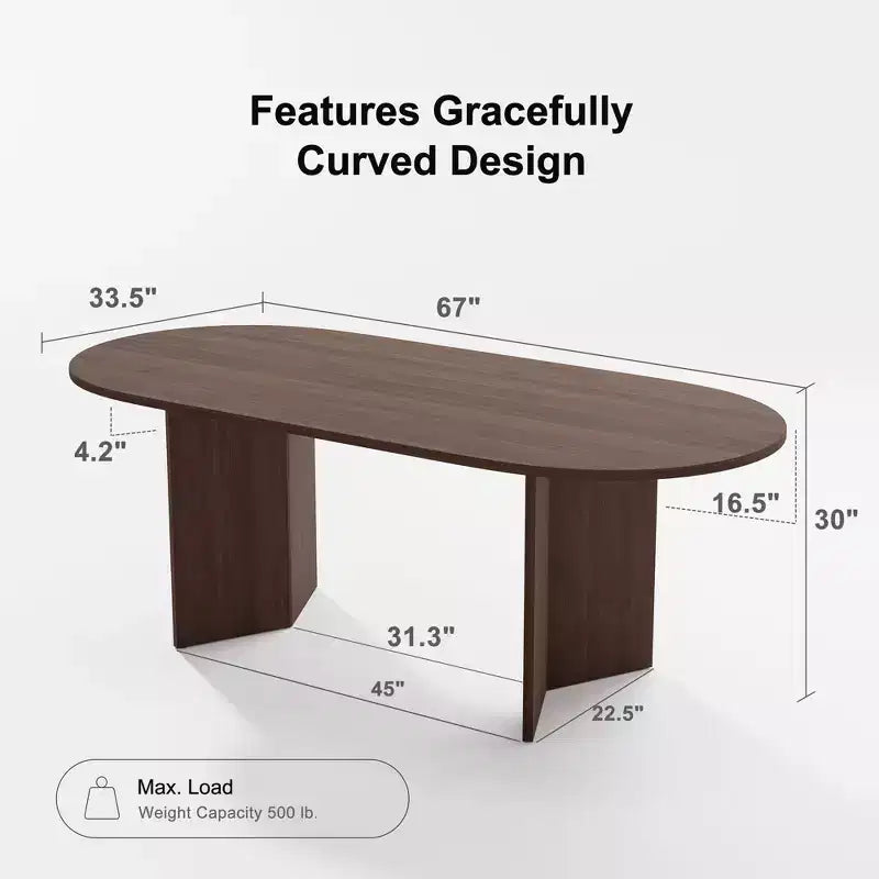 Table à manger ovale en bois massif pour 6, table de cuisine de style moderne du milieu du siècle, table de réunion pour salon, salle à manger, bureau à domicile