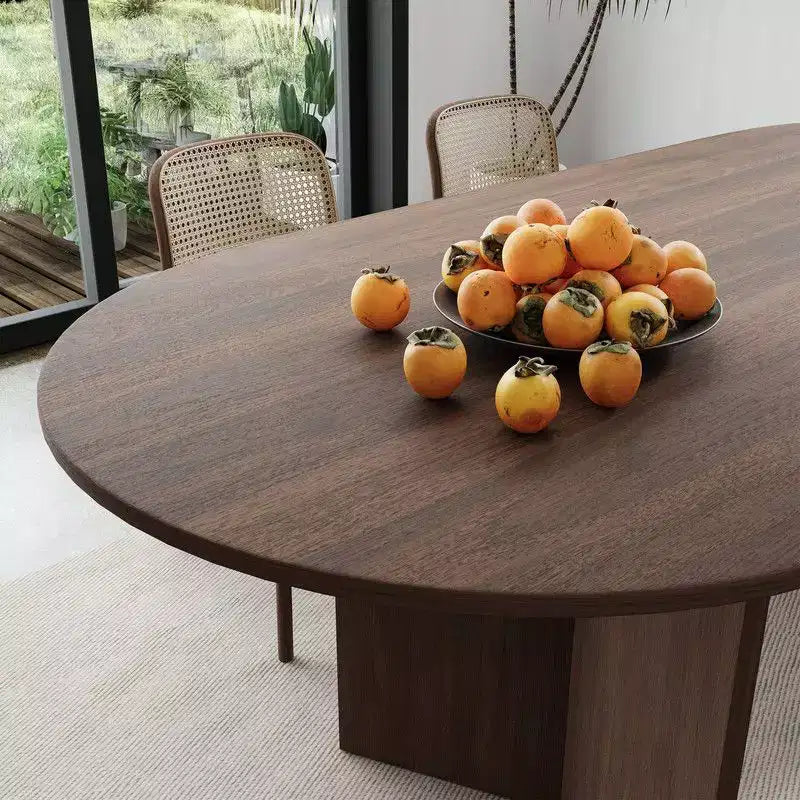 Table à manger ovale en bois massif pour 6, table de cuisine de style moderne du milieu du siècle, table de réunion pour salon, salle à manger, bureau à domicile