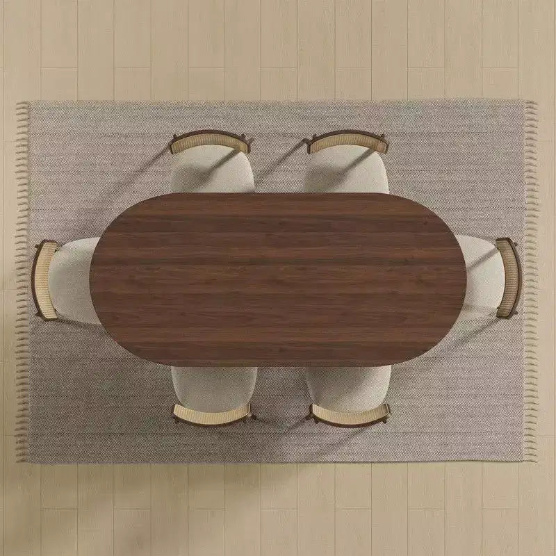 Table à manger ovale en bois massif pour 6, table de cuisine de style moderne du milieu du siècle, table de réunion pour salon, salle à manger, bureau à domicile
