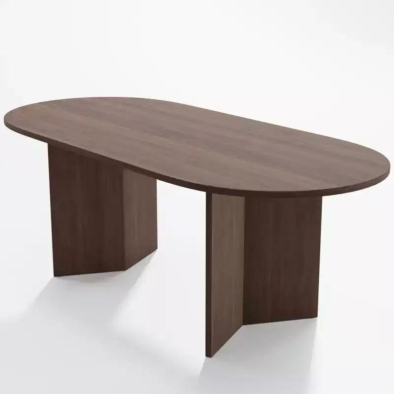 Table à manger ovale en bois massif pour 6, table de cuisine de style moderne du milieu du siècle, table de réunion pour salon, salle à manger, bureau à domicile