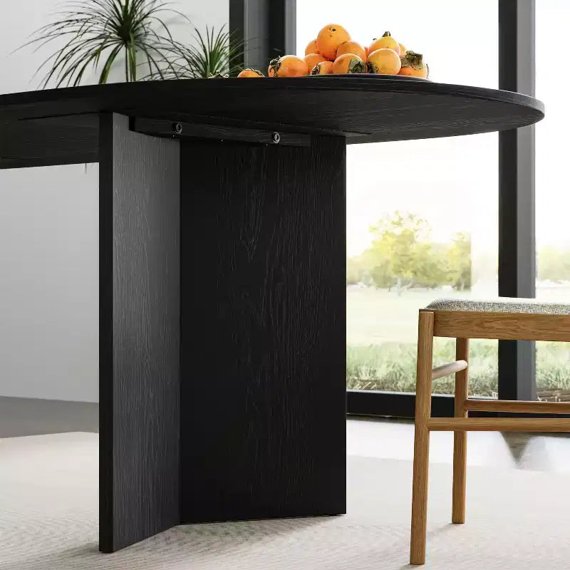 Table à manger ovale en bois massif pour 6, table de cuisine de style moderne du milieu du siècle, table de réunion pour salon, salle à manger, bureau à domicile