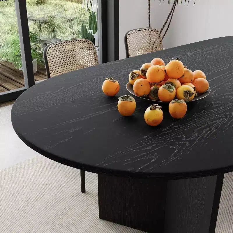 Table à manger ovale en bois massif pour 6, table de cuisine de style moderne du milieu du siècle, table de réunion pour salon, salle à manger, bureau à domicile