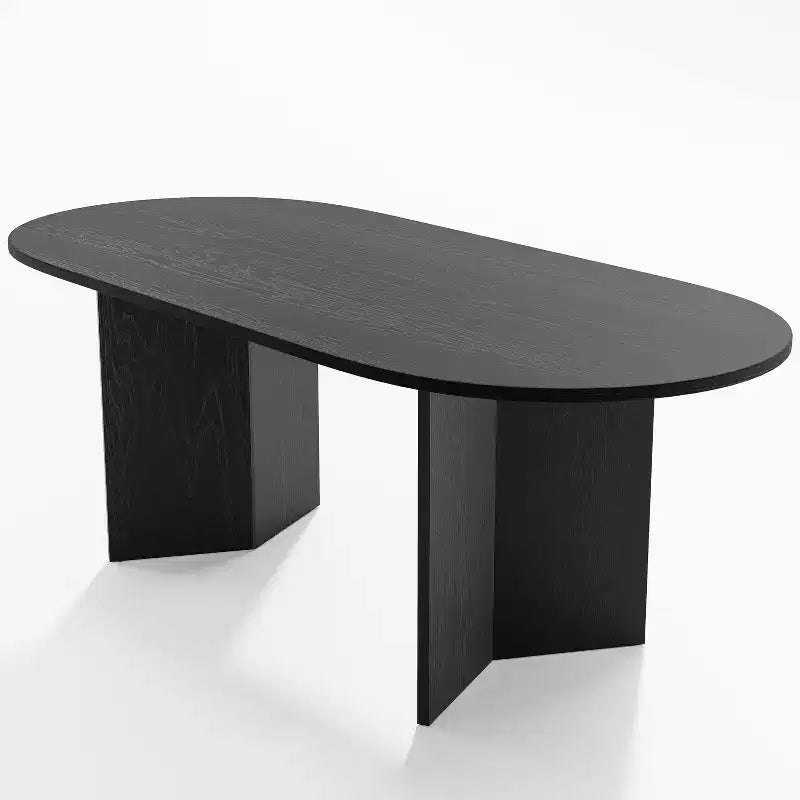 Table à manger ovale en bois massif pour 6, table de cuisine de style moderne du milieu du siècle, table de réunion pour salon, salle à manger, bureau à domicile