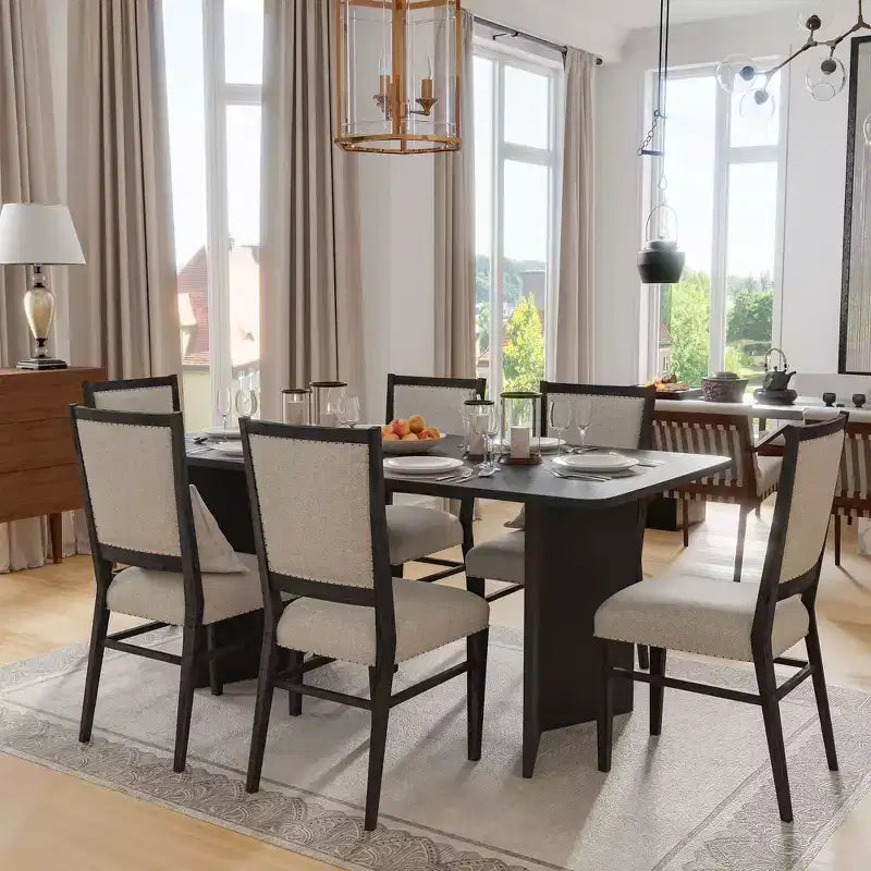 Table à manger ovale en bois massif pour 6, table de cuisine de style moderne du milieu du siècle, table de réunion pour salon, salle à manger, bureau à domicile