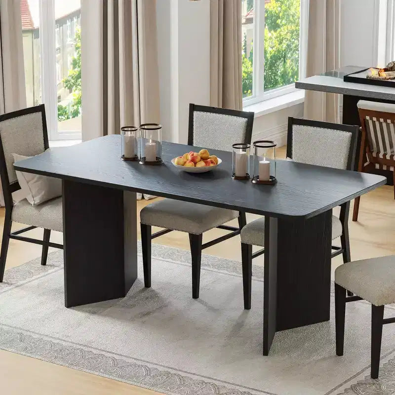 Table à manger ovale en bois massif pour 6, table de cuisine de style moderne du milieu du siècle, table de réunion pour salon, salle à manger, bureau à domicile