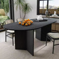 Table à manger ovale en bois massif pour 6, table de cuisine de style moderne du milieu du siècle, table de réunion pour salon, salle à manger, bureau à domicile