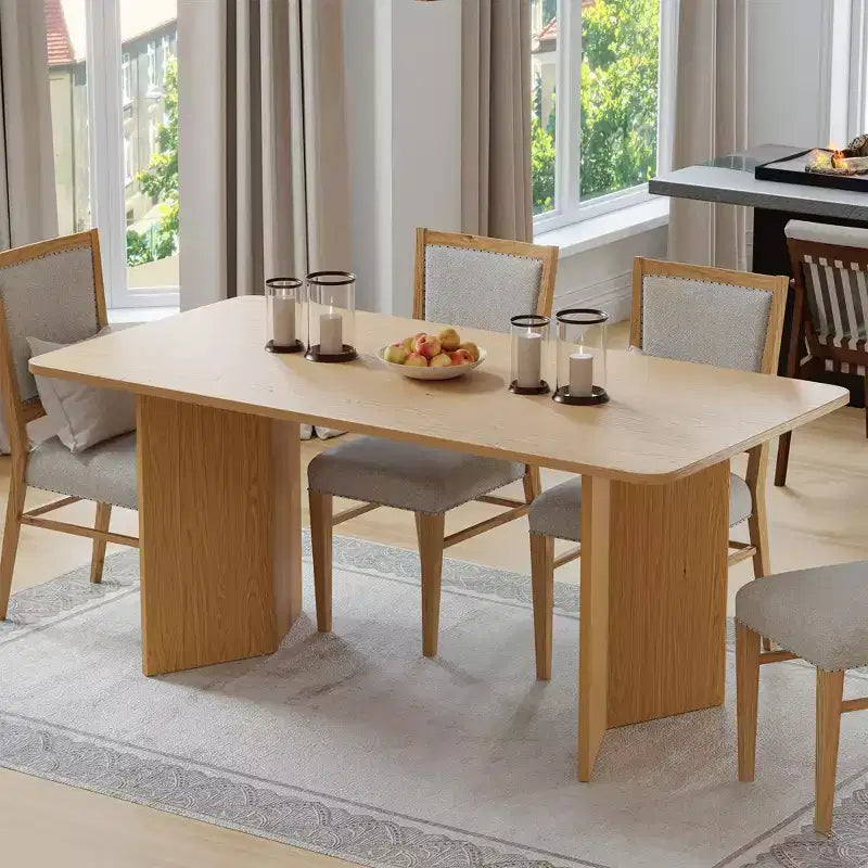Table à manger ovale en bois massif pour 6, table de cuisine de style moderne du milieu du siècle, table de réunion pour salon, salle à manger, bureau à domicile
