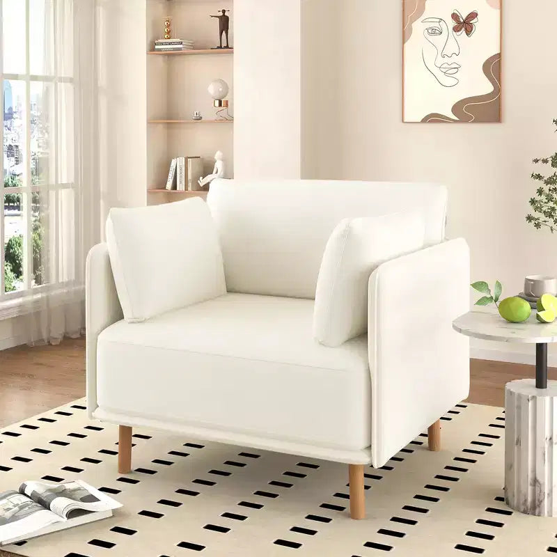 Modern Upholstered Accent Chair with Soft Cushions &amp; Sturdy Wooden Legs, Comfortable Lounge Sofa Chair - Christopher Knight Home
