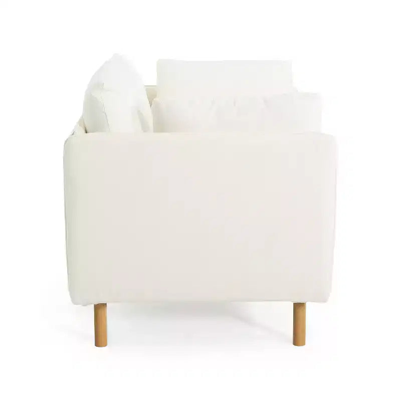 Fauteuil d'appoint moderne rembourré avec coussins moelleux et pieds en bois robustes, chaise de salon confortable