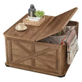 VASAGLE Farmhouse Coffee Table with Storage, Square Coffee Table for Living Room, Center Table with Flip-Top Lids