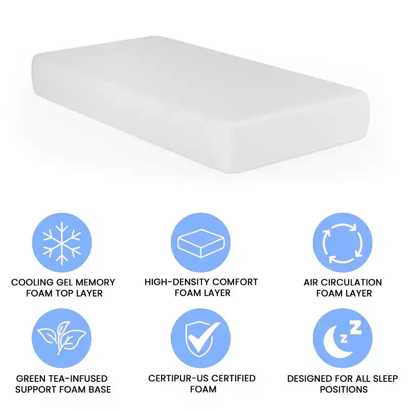Matelas en mousse à mémoire de forme 4 couches en boîte avec infusion de thé vert