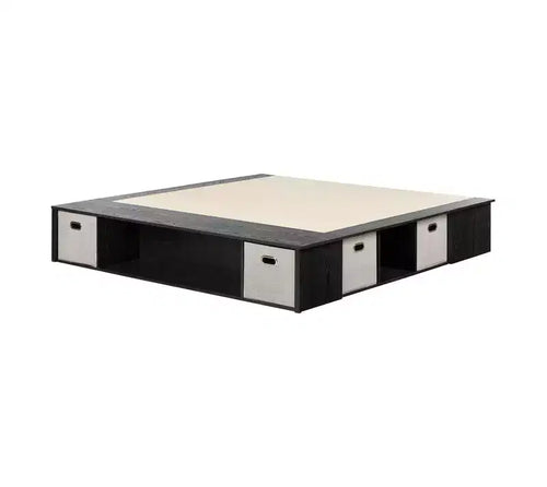 HomeStock 13.5 in.H King Size Black with Platform Beds (No Headboard) made of Particle Board Bed Frame