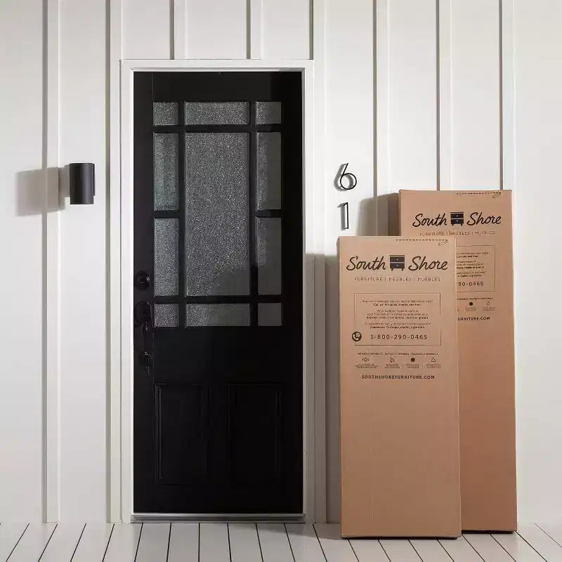 Cadre de lit plateforme King Size noir de 34,3 cm de haut (sans tête de lit) en panneaux de particules