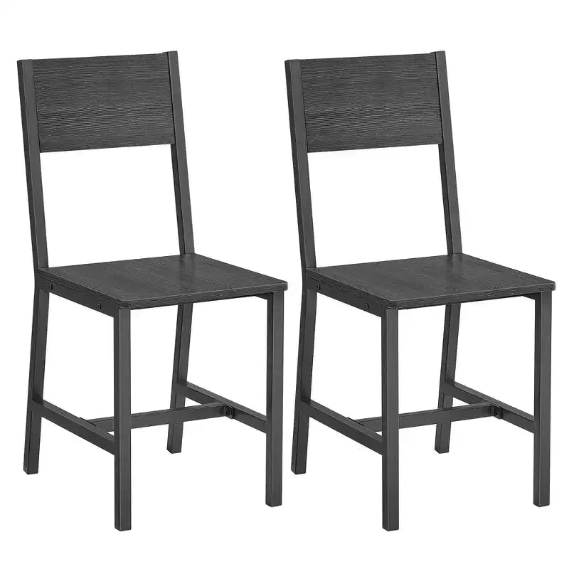 VASAGLE Dining Chair Set of 2, Rustic Wood Chairs with Metal Steel Frame, Easy to Assemble, Comfortable Seat, Modern Farmhouse Chair