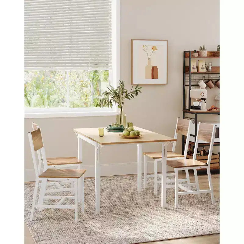 Chaise de salle à manger Chaises en bois rustique avec structure en acier, faciles à assembler, assise confortable, chaise de ferme moderne