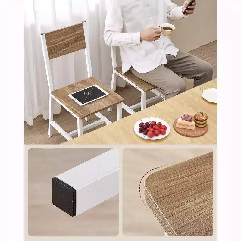 Chaise de salle à manger Chaises en bois rustique avec structure en acier, faciles à assembler, assise confortable, chaise de ferme moderne