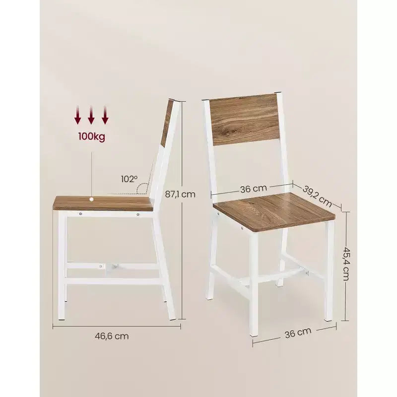 Chaise de salle à manger Chaises en bois rustique avec structure en acier, faciles à assembler, assise confortable, chaise de ferme moderne