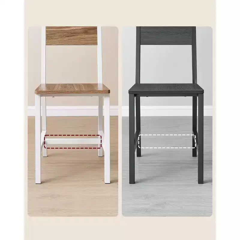 Chaise de salle à manger Chaises en bois rustique avec structure en acier, faciles à assembler, assise confortable, chaise de ferme moderne