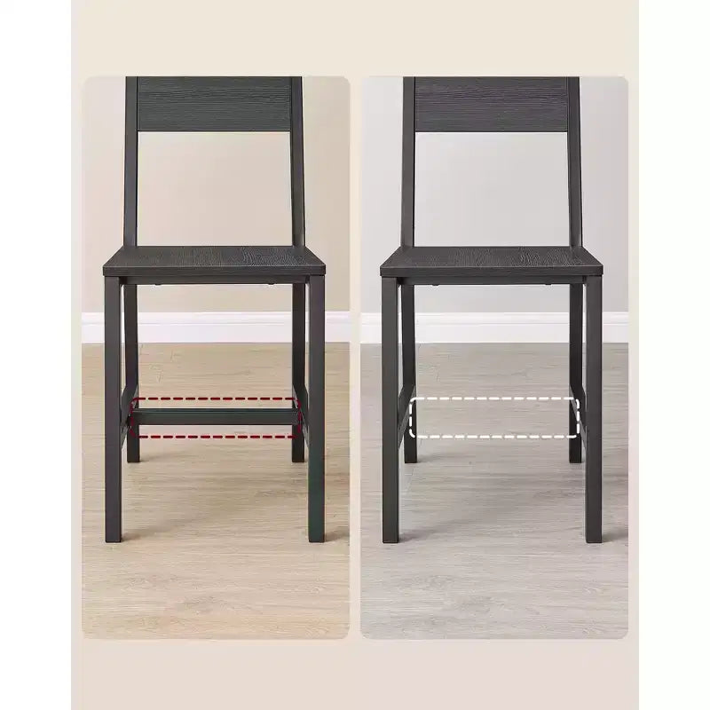 Chaise de salle à manger Chaises en bois rustique avec structure en acier, faciles à assembler, assise confortable, chaise de ferme moderne