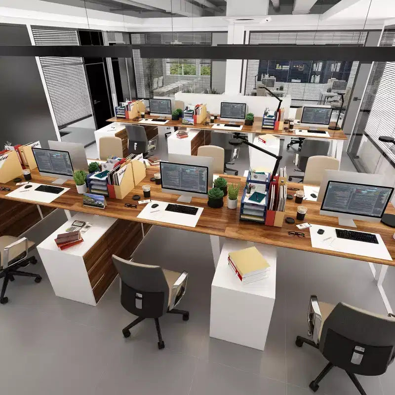Bureau d'angle en forme de L avec tiroirs