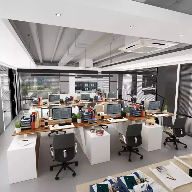 Bureau d'angle en forme de L avec tiroirs