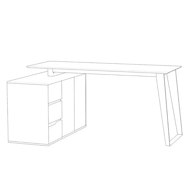 Bureau d'angle en forme de L avec tiroirs