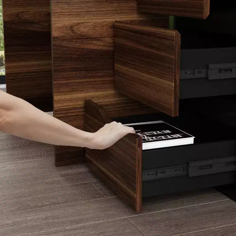 Bureau d'angle en forme de L avec tiroirs