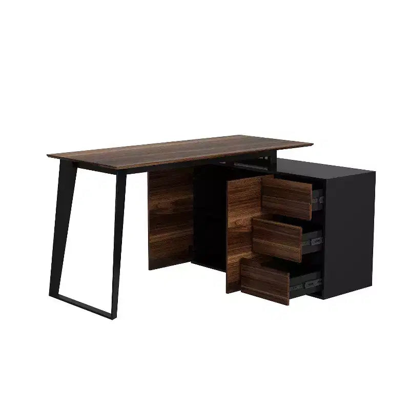Bureau d'angle en forme de L avec tiroirs
