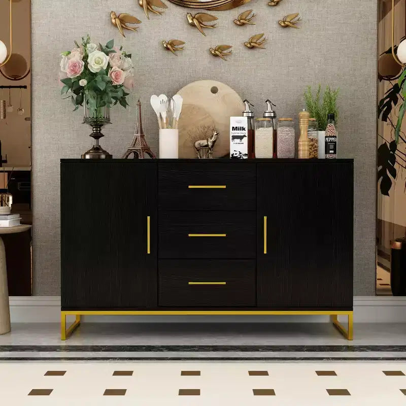 Meuble de rangement noir pour cuisine, buffet, armoire